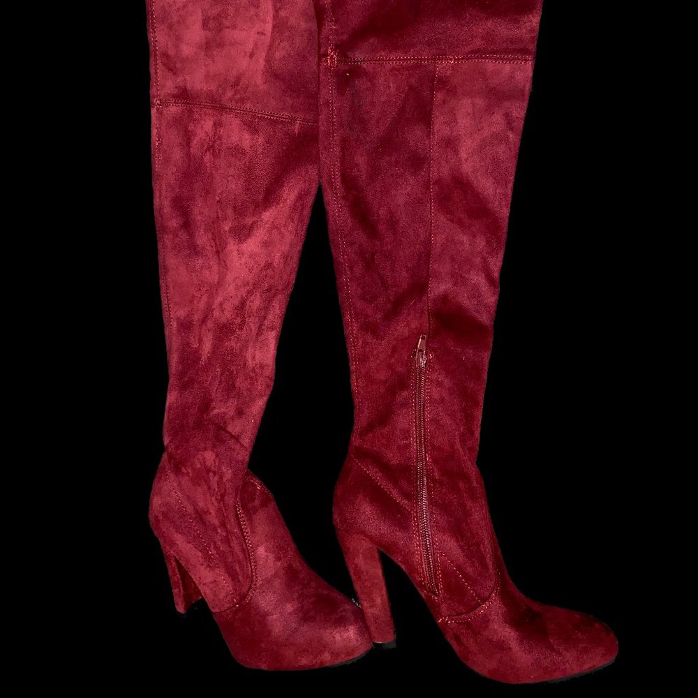 Suede Red Lace Up Boots